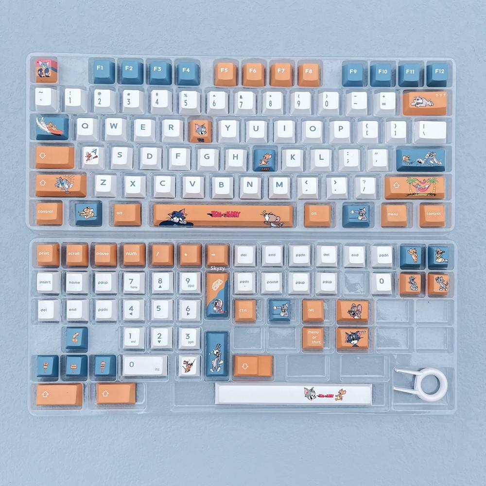 Tom và Jerry Keycaps Cherry Hồ sơ Phim hoạt hình Anime Keycaps PBT DYE-SUB Bàn phím cơ Keycaps 134 Phím