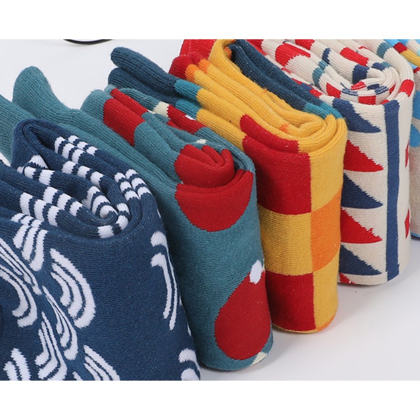Tất cotton nam nữ in họa tiết vui nhộn cho nam và nữ - TCC005