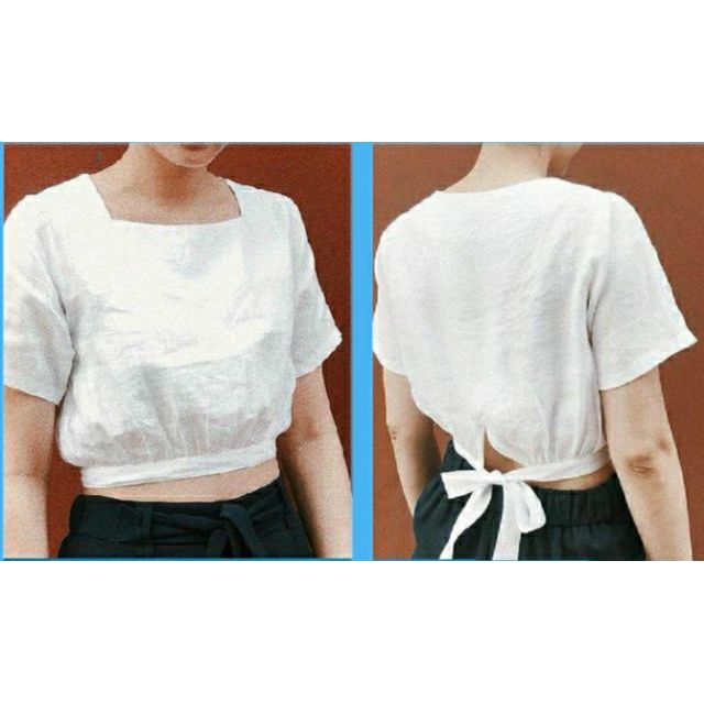 ÁO CROPTOP HER CỘT NƠ SAU