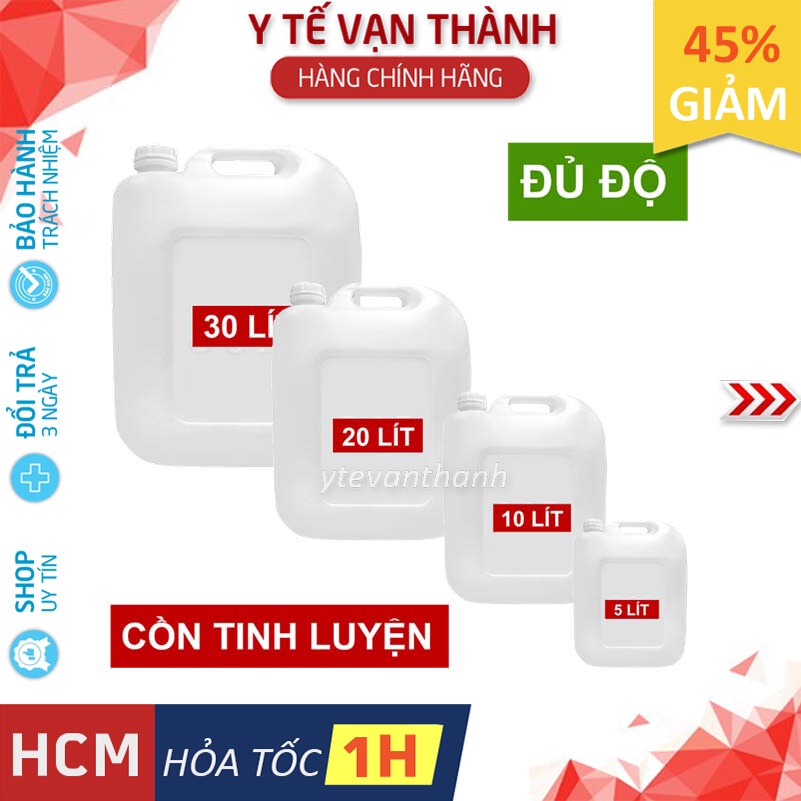 ✅ [ĐỦ ĐỘ] Cồn Sát Trùng Y Tế (Can Lớn), 70 độ, 90 độ, 5 Lít, 10 Lít, 20 Lít, 30 Lít -VT0723