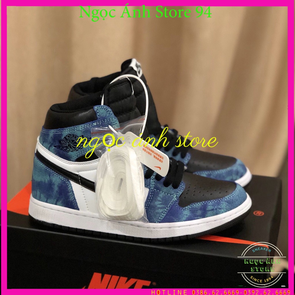 Giày jordan, JD xanh loang cổ cao, cao cao cấp full box