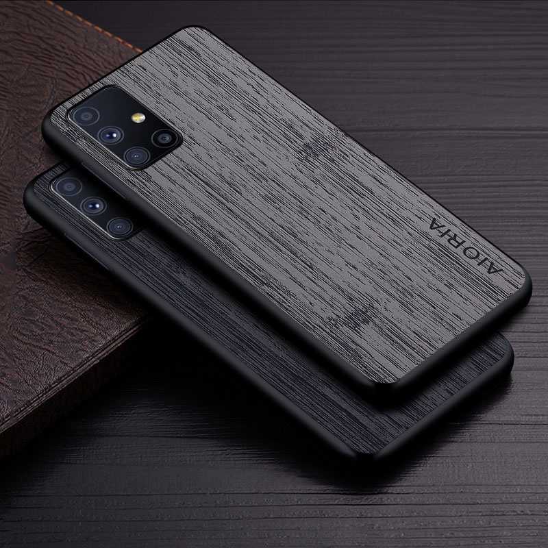 Ốp Bao Da Điện Thoại Họa Tiết Vân Gỗ Cho samsung galaxy m51 m31 m31s funda