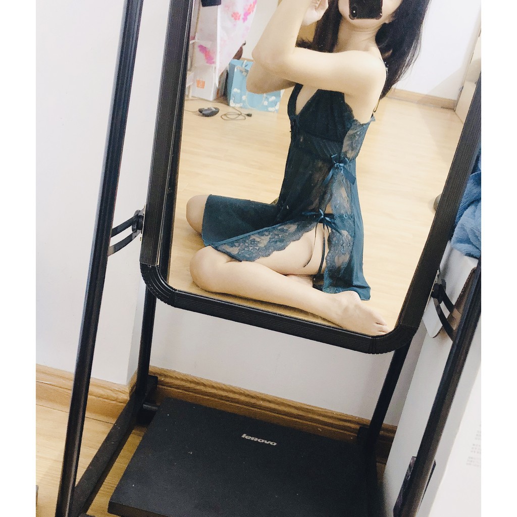 Váy ngủ xẻ nơ hàng quảng châu cao cấp