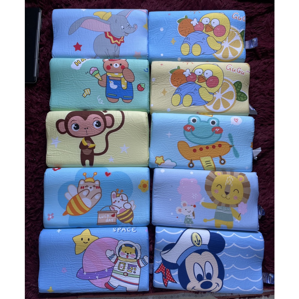 Gối cao su non cho bé từ 2 đến 10 tuổi, vỏ gối 100% coton mát thấm hút êm mềm 25*45
