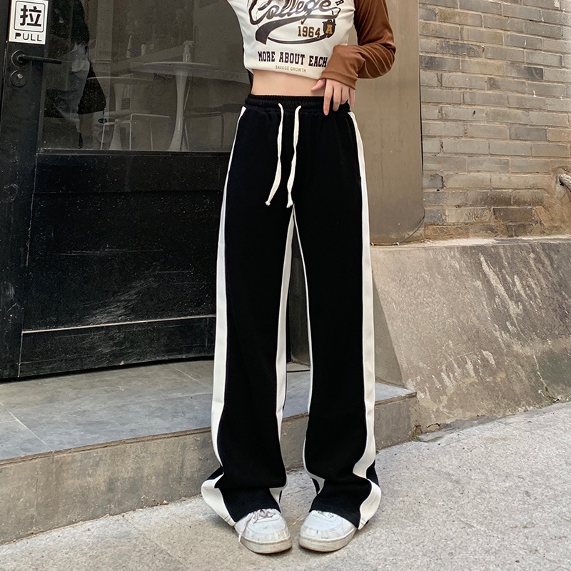 Quần thể thao nữ NRVP ống rộng phong cách thời trang đường phố Hàn Quốc mới