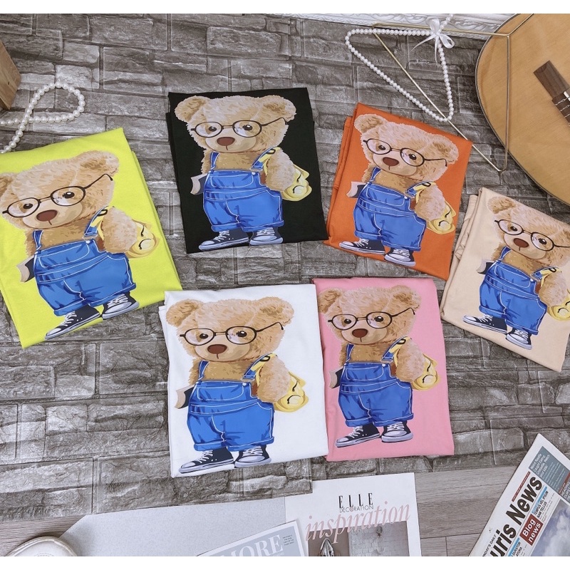 Áo phông gấu dáng thụng rộng tay lỡ