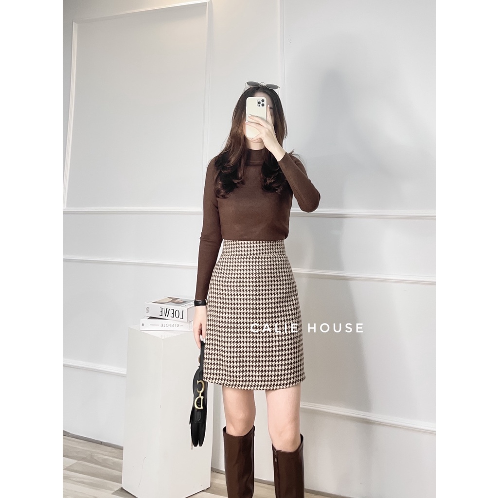 Áo len tăm cổ 3 phân basic thời trang nữ Calie House AL21