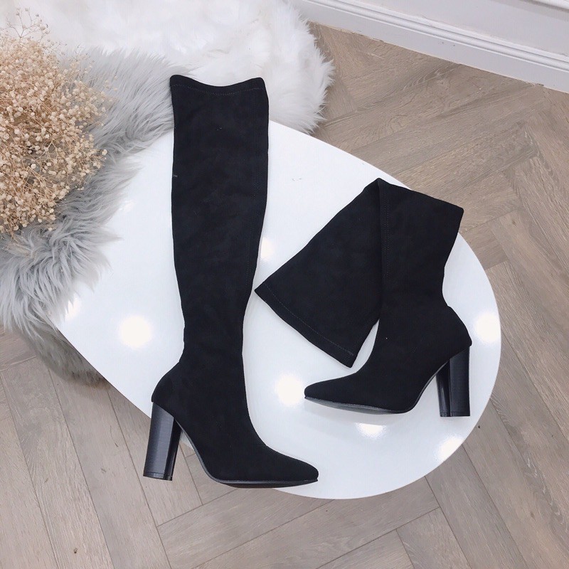 Bốt đùi da lộn ad lót lông , gót 10p siêu đẹp fullbox | BigBuy360 - bigbuy360.vn