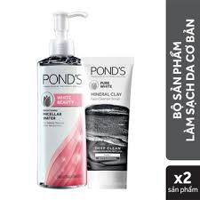 Bộ sản phẩm làm sạch da cơ bản Pond's (Sữa rửa mặt đất sét khoáng sạch sâu & sáng mịn 90g + nước tẩy trang White Beauty