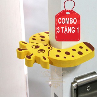 Combo 4 Chặn Cửa,Mút Ngăn Cửa,Cao Su Chặn Cửa,Khóa Cửa An Toàn