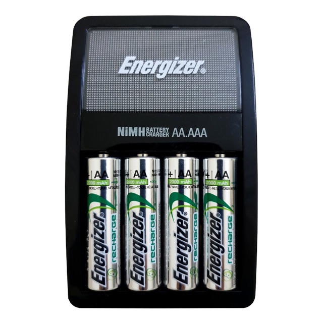 Máy Sạc Energizer CHVCM4 Sạc Nhanh Tự Ngắt Khi Đầy Kèm 4 Pin Sạc AA 2.000 mAh