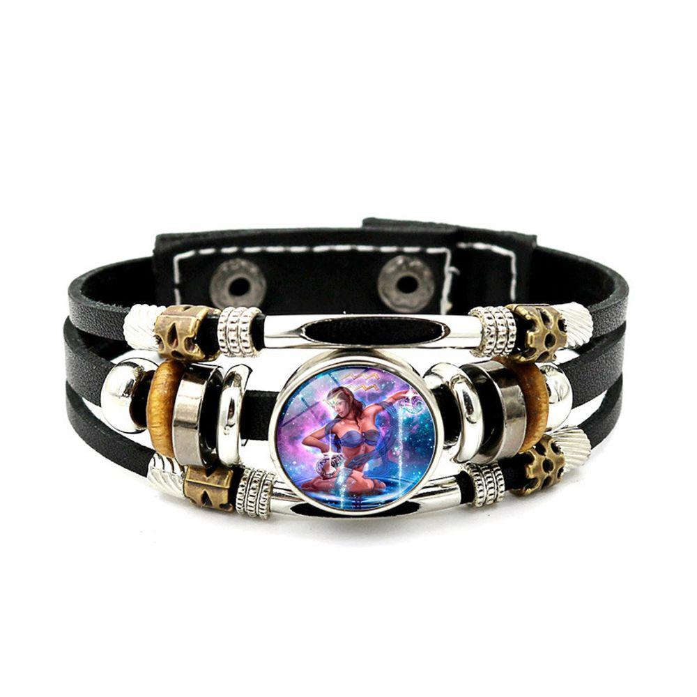 Vòng Tay Da Pu Nhiều Lớp Đính Nút Phát Sáng Phong Cách Vintage