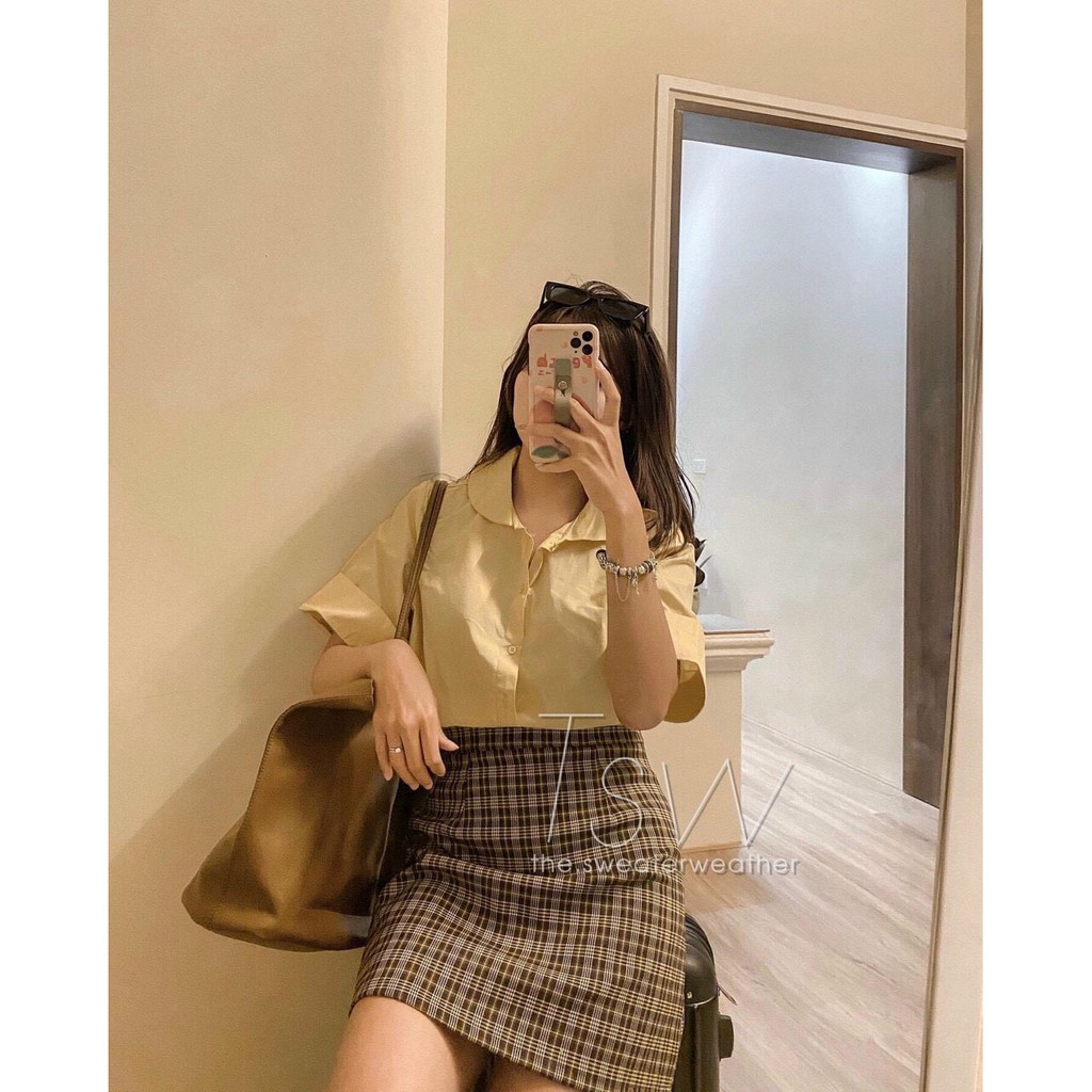 Chân váy chữ A, chân váy kẻ caro lưng cao thời trang (Ảnh thật) | BigBuy360 - bigbuy360.vn