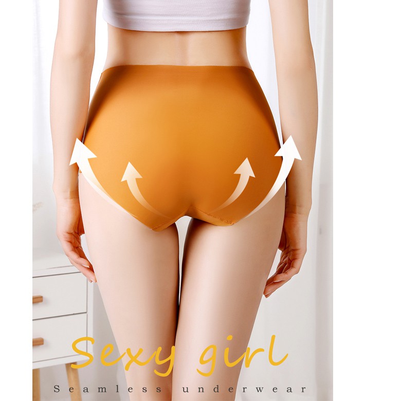 Quần Lót Cotton Lụa Lạnh Thoáng Khí Lưng Cao In Chữ Plus Size Cho Nữ
