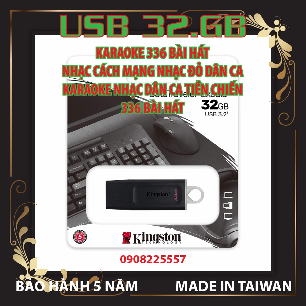 USB 32GB KINGSTON 3.0 KARAOKE CÁCH MẠNG DÂN CA 336 Bài Hát NHẠC SỐNG 2022