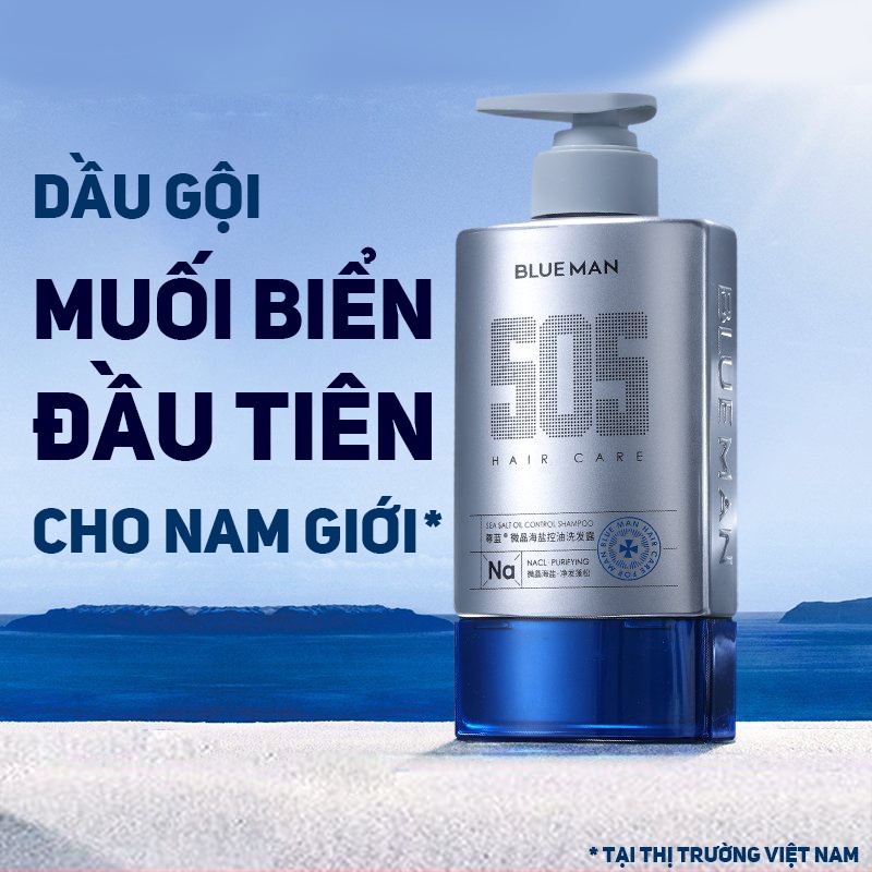 Dầu Gội Đầu Nam Tinh Chất Muối Biển Blueman | Ngăn Gàu, Kiểm Soát Dầu, Đánh Bay Ngứa ZL174 - 400g