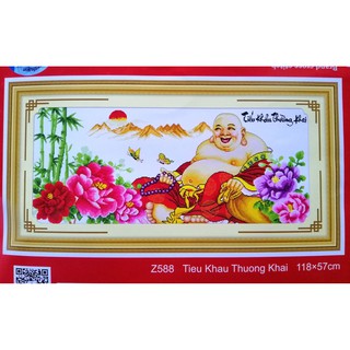 Tranh thêu chữ thập Phật di lặc (chưa thêu) Z588