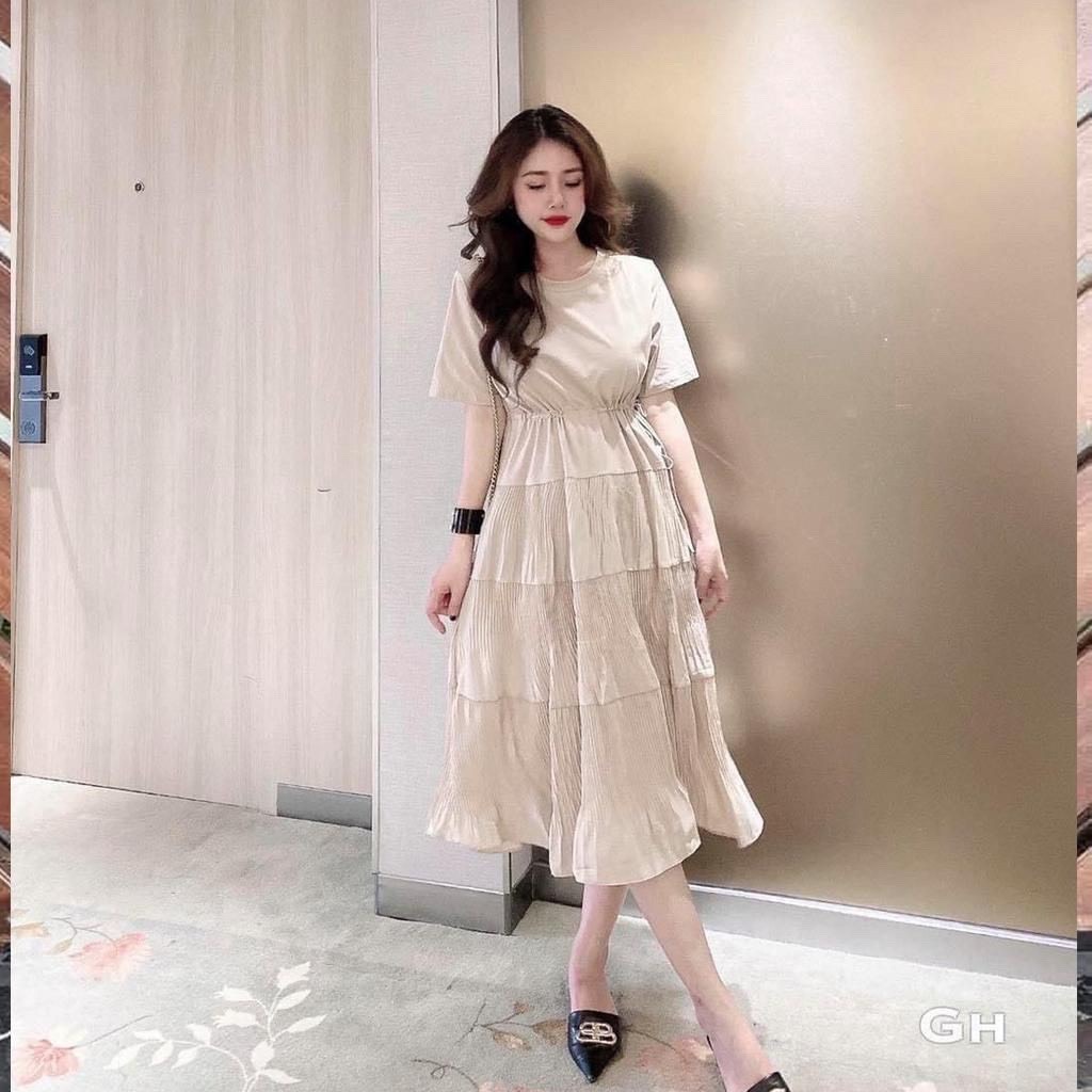 Váy bầu cotton pha von cao cấp sang chảnh mặc đi làm đi chơi đều được V220