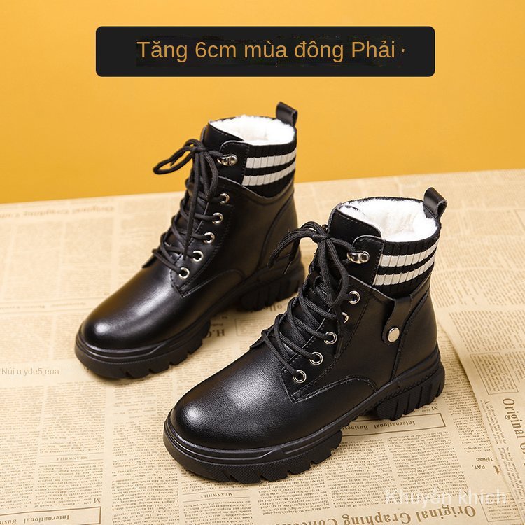 Giày bốt Martin cotton cổ cao đến mắt cá chân thời trang thu đông mới cho nữ 2021
