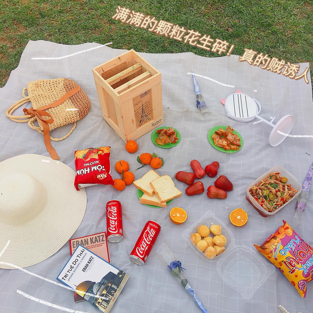 [CÓ SẴN] Thảm picnic khăn bàn caro chống thấm size lớn