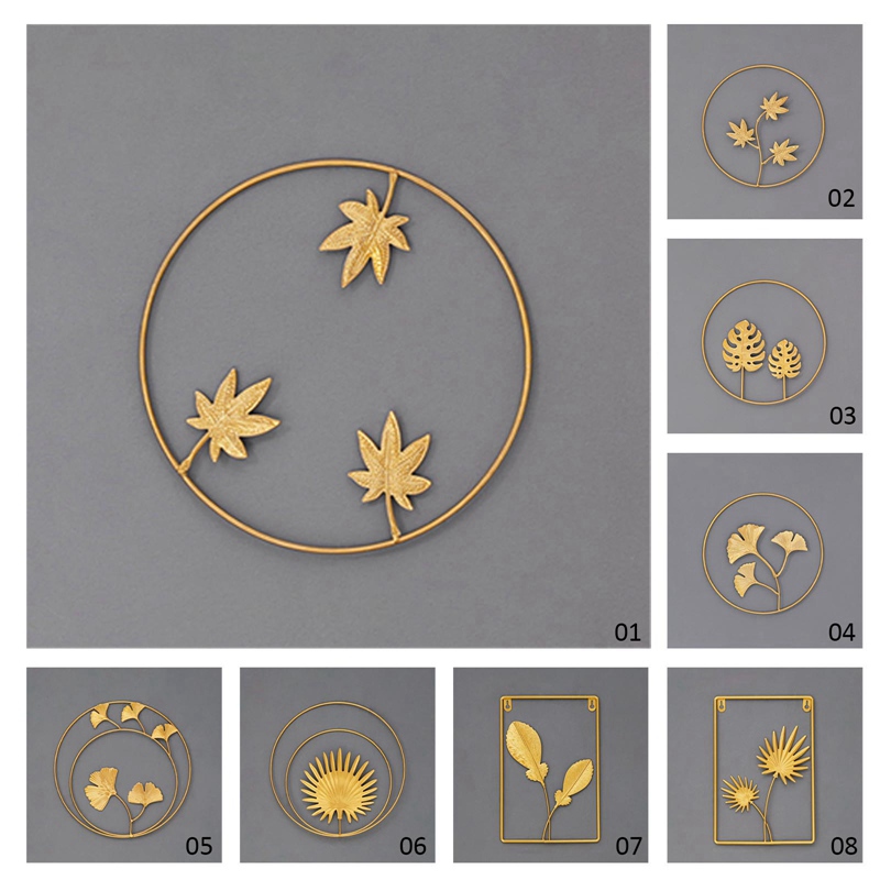 Home Decoration Ginkgo Leaf Wall Decoration Living Room Iron Gold Three-dimensional Wall Hanging Decorative Painting