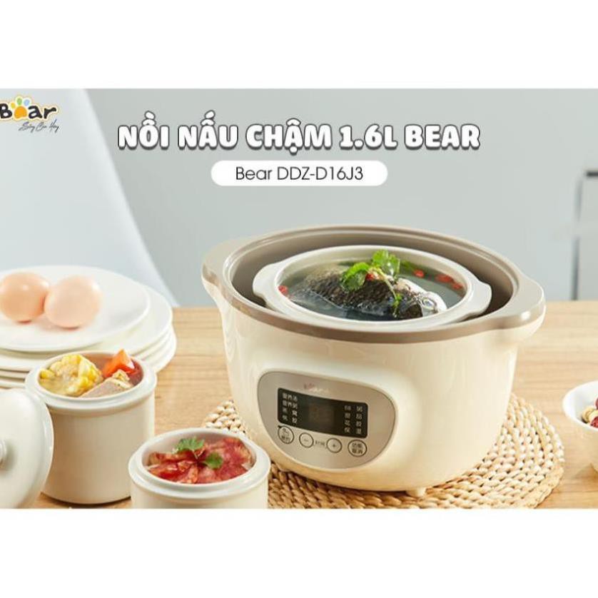 Nồi Nấu Cháo Cho Bé_Nồi Nấu Chậm_Hầm Cháo Đa Năng, Kèm Lồng Hấp_Bear Dung Tích 0.8L- 1L - 1,6L - 2,5L- Bảo Hành 12 Tháng