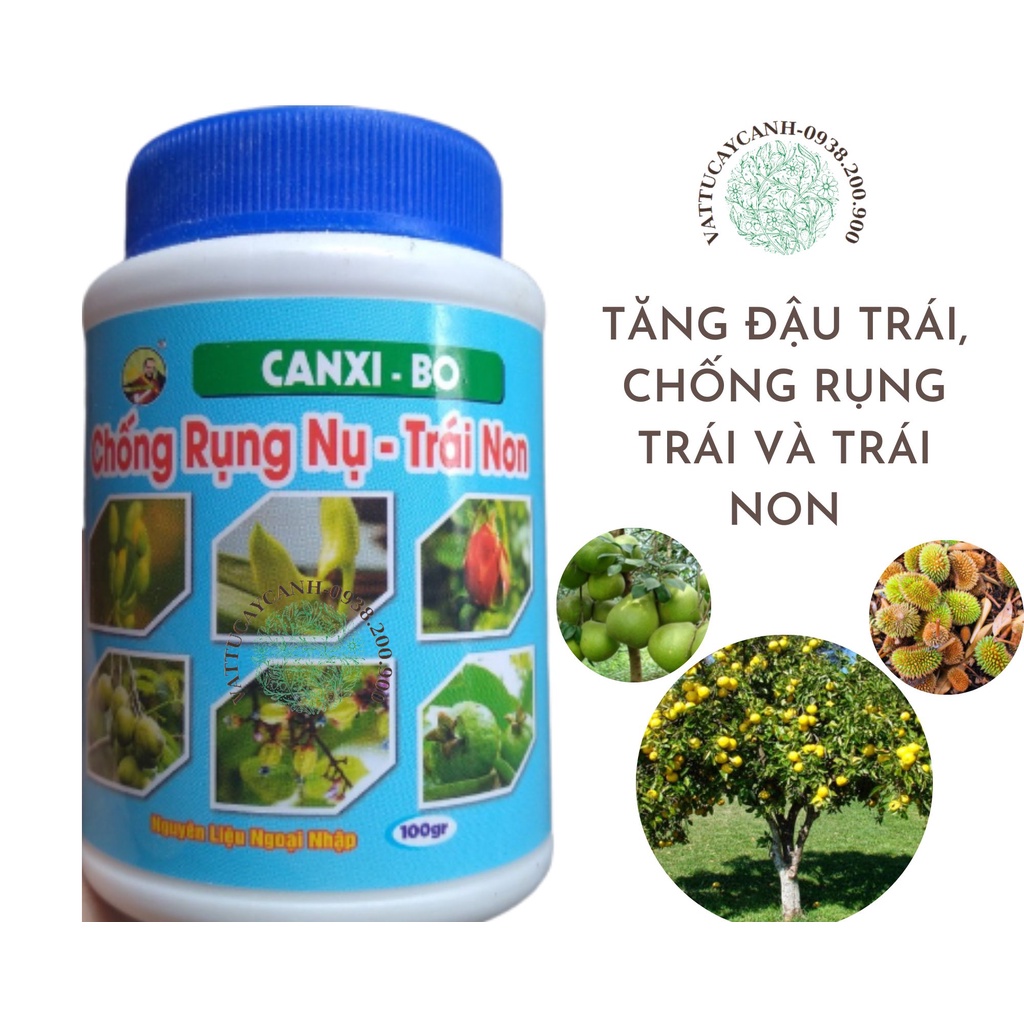 Phân bón CANXI BO chống rụng nụ, trái non, hạn chế nứt trái (hủ 100g)