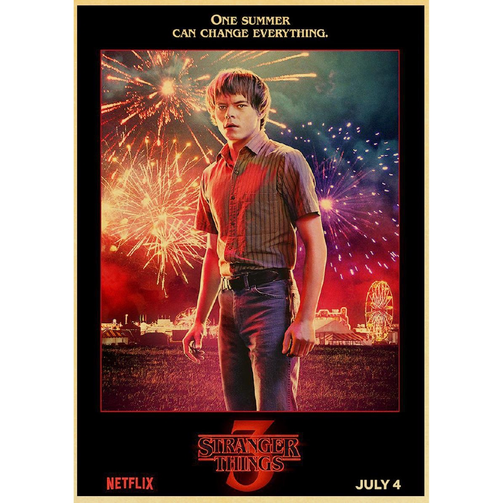 Tranh treo tường hình phim Stranger Things Season 3 bằng giấy Kraft kích thước 42*30cm 2019