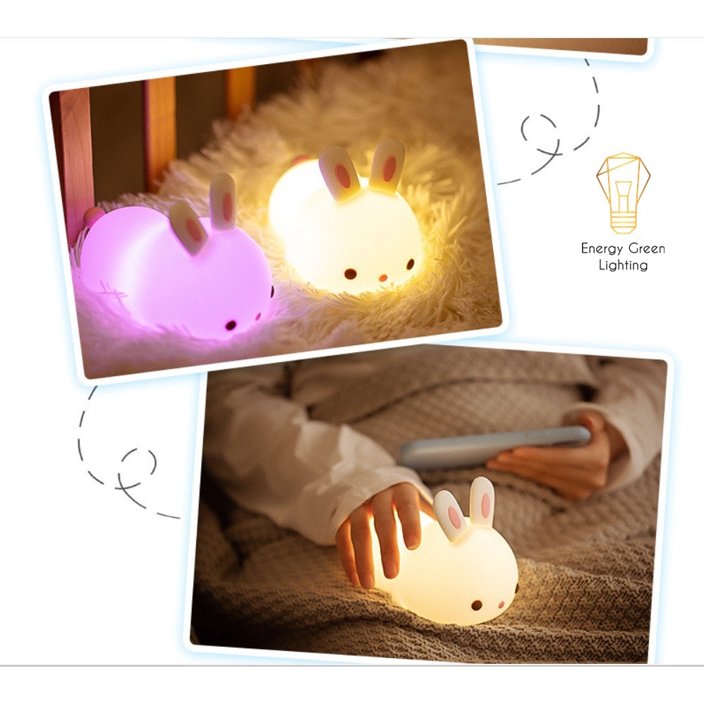 Đèn Ngủ Energy Green Lighting Hình Chú Thỏ Xinh Xắn Dễ Thương WH-A13 - Thay Đổi Màu Sắc Tùy Thích - Silicon Mềm Mại