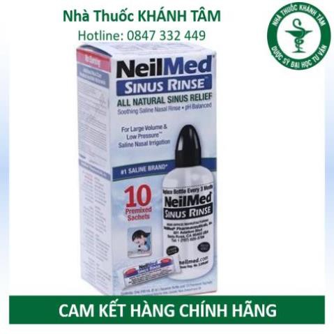 ! Bộ dụng cụ rửa mũi NeilMed Sinus Rinse 10 sachets (1 bình + 10 gói muối) [Nelmed, neomet, neomed] ! !