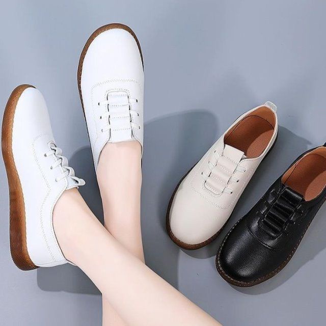 Giày Lười Da Đế Mềm Thời Trang Cho Phụ Nữ Trung Niên