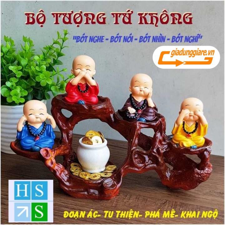 Bộ tượng 4 không 4 chú Tiểu (Hàng đẹp có hộp)