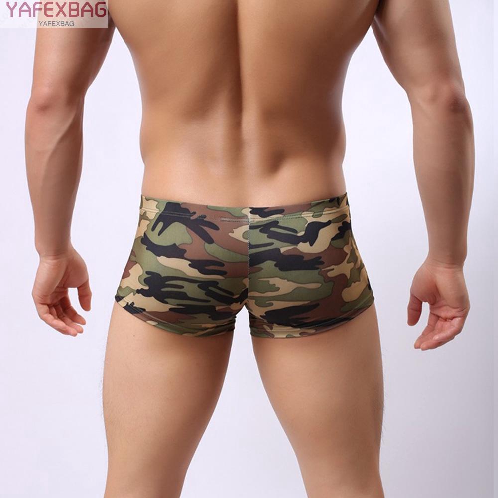 Quần lót boxers thoáng khí lưng thấp màu xanh lá cây cá tính