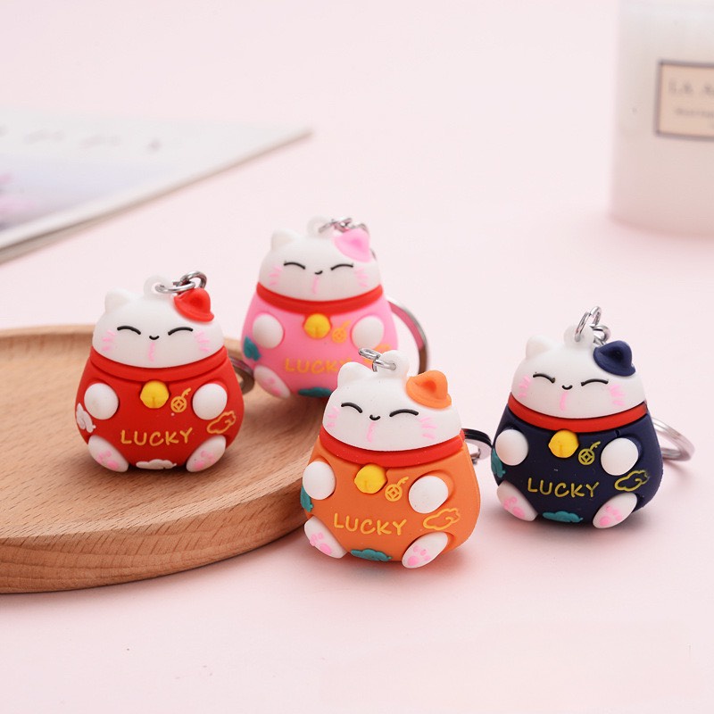 Móc Khóa Xe , Móc Treo Balo Hình Lucky Cat Siêu Dễ Thương