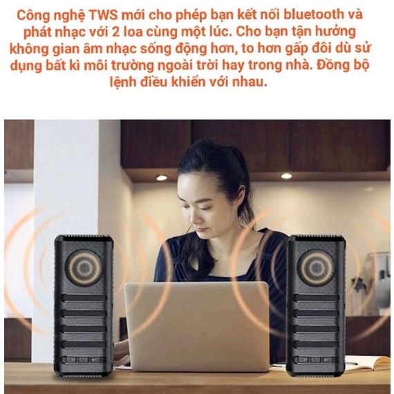 Loa Bluetooth Kiêm Pin Sạc Dự Phòng 10000 mAh Tích Hợp Đèn Pin Siêu Sáng Đa Năng 3 Trong 1