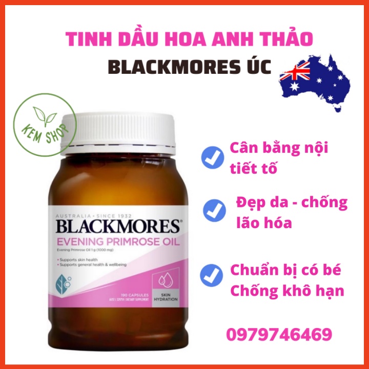 [HÀNG CHÍNH HÃNG ÚC] Tinh dầu hoa anh thảo Blackmores 190 viên của ÚC - Điều hòa nội tiết, tăng thụ thai, đẹp da