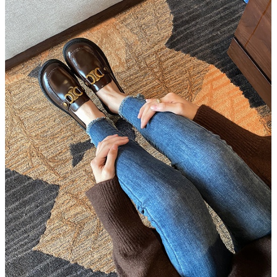 Giày Da Lót Nhung Dày Dặn Phong Cách Thời Trang Anh Quốc 2021 Dành Cho Nữ