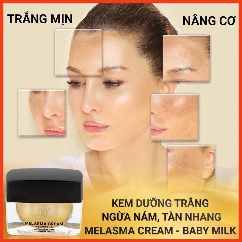 Kem Dưỡng Trắng Nâng Cơ Ngăn Ngừa Nám Tàn Nhang MelasMa Cream Baby Milk 30g - Hàng Hiệu Cao Thiên Nhi
