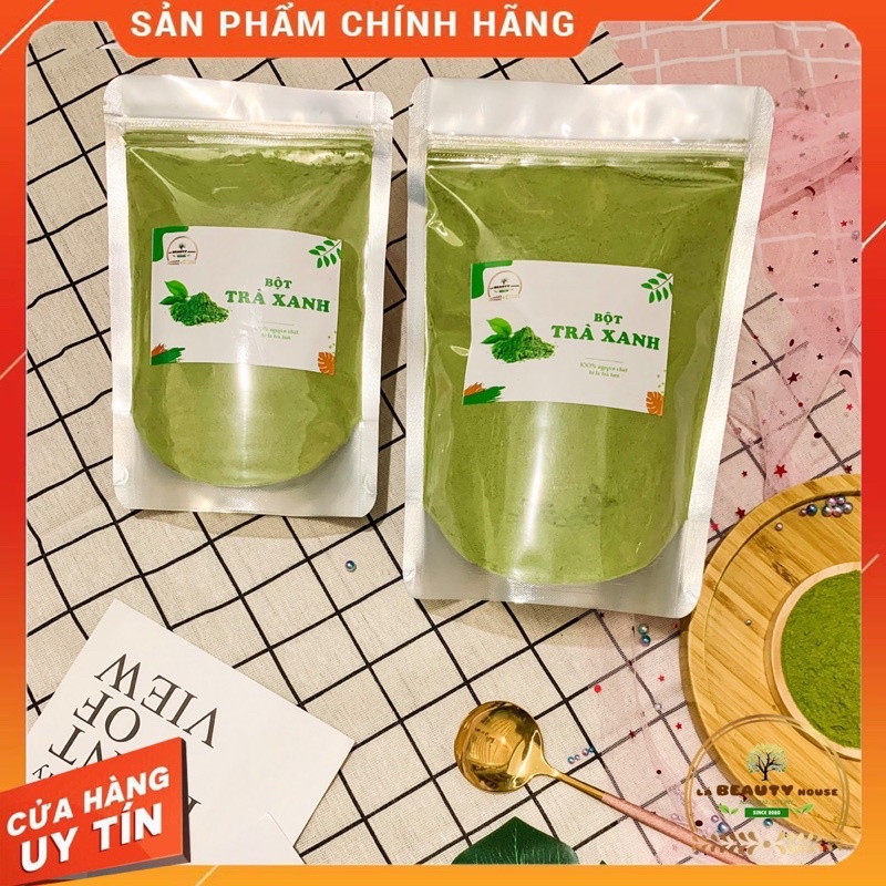 Bột Trà Xanh Cao Cấp 100% Nguyên Chất + Tặng Que Đắp Mask Tiện Dụng Giảm Mụn Nhờn Xoá Mờ Vết Thâm