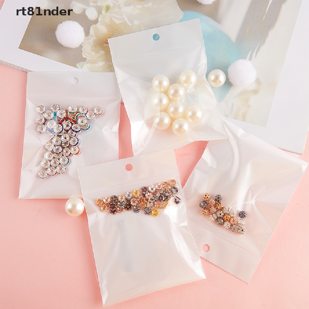 rt 50pcs Self Sealing Plastic Bags Resealable White Cellophane Bag for DIY Jewelry n