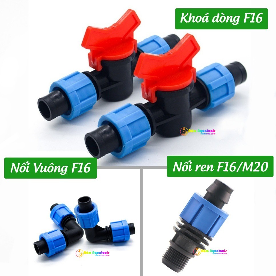 Khoá Dòng - Nối Ống - Co Vuông F16 - Nút PG7 | Phụ Kiện Dùng Cho Lọc DIY | Phụ kiện DIY lọc hồ cá cảnh, thuỷ sinh