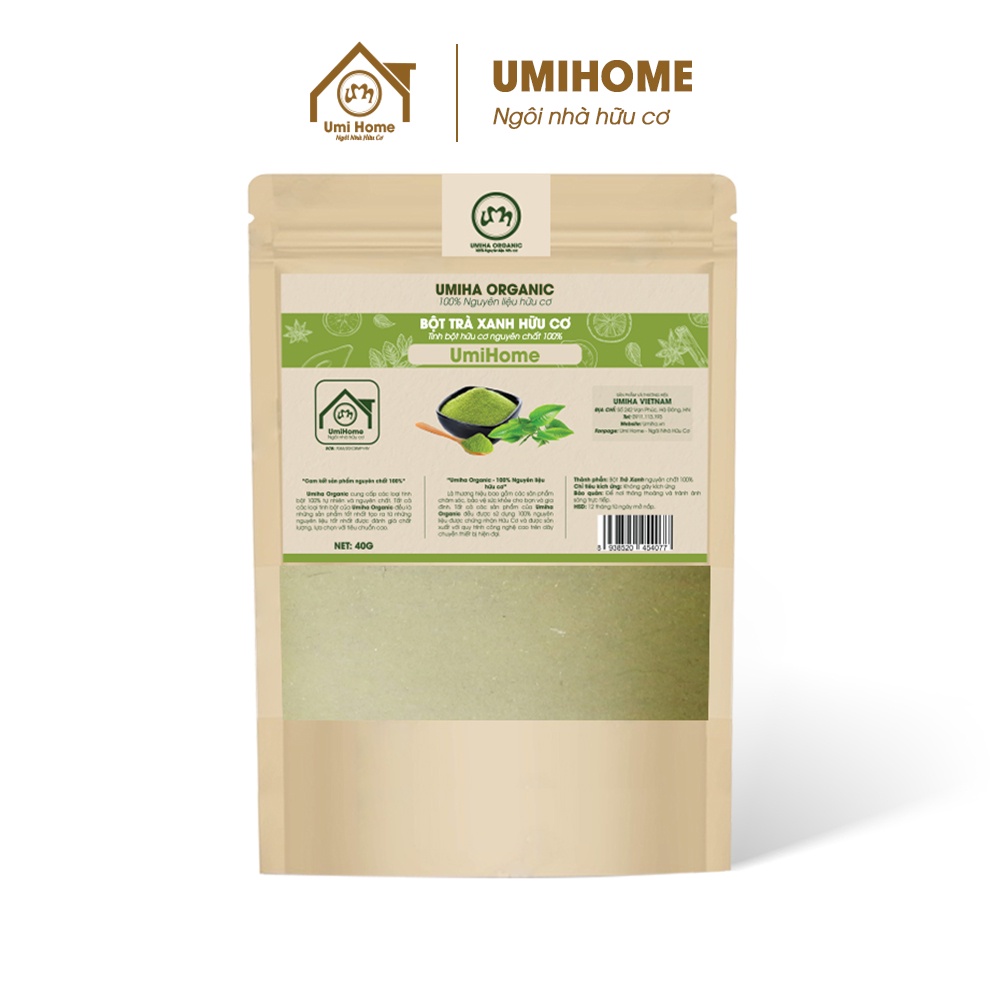 Combo 3 bột ngừa mụn và mờ thâm Umi Home gồm bột trà xanh, mướp đắng, diếp cá (40gx3)