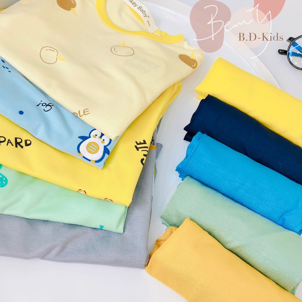 SALE BỘ DÀI TAY THUN LẠNH IN HÌNH DỄ THƯƠNG BÉ TRAI BÉ GÁI  SIZE 10-20KG(D1)