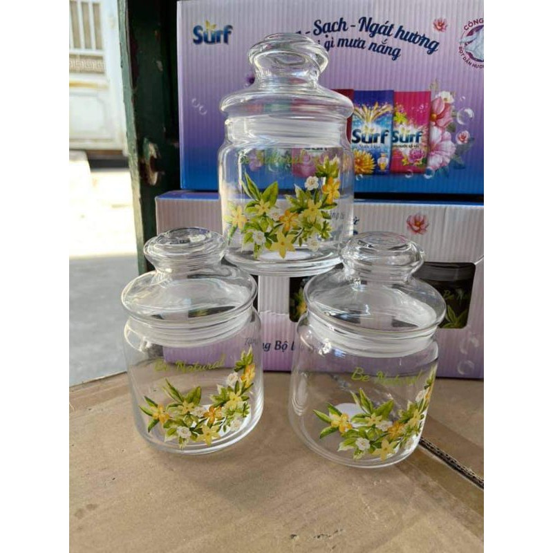Bộ 3 hủ thuỷ tinh..