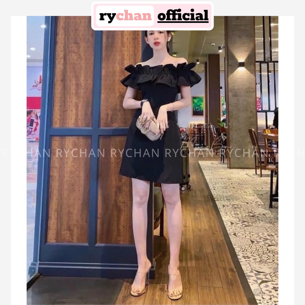 Đầm Dự Tiệc Cực Cháy Form Ngắn Trễ Vai Nhún Bèo Ôm Eo Cuốn Hút - DX9738