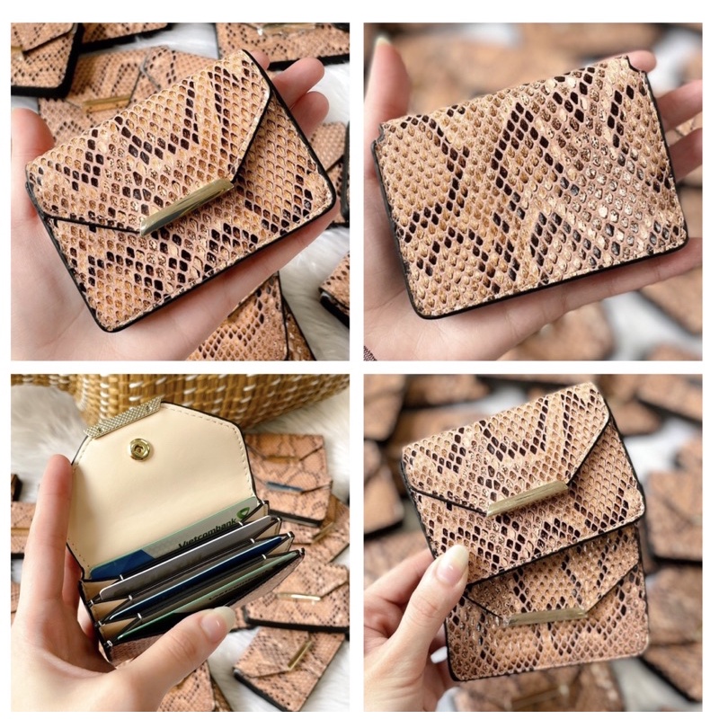 TNS - Ví cầm tay mini H•and•M cardholder - da vân tone cam hồng