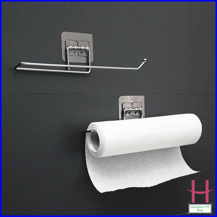 Giá inox treo cuộn giấy - khăn lau dán tường - Móc dán tường treo cuộn giấy
