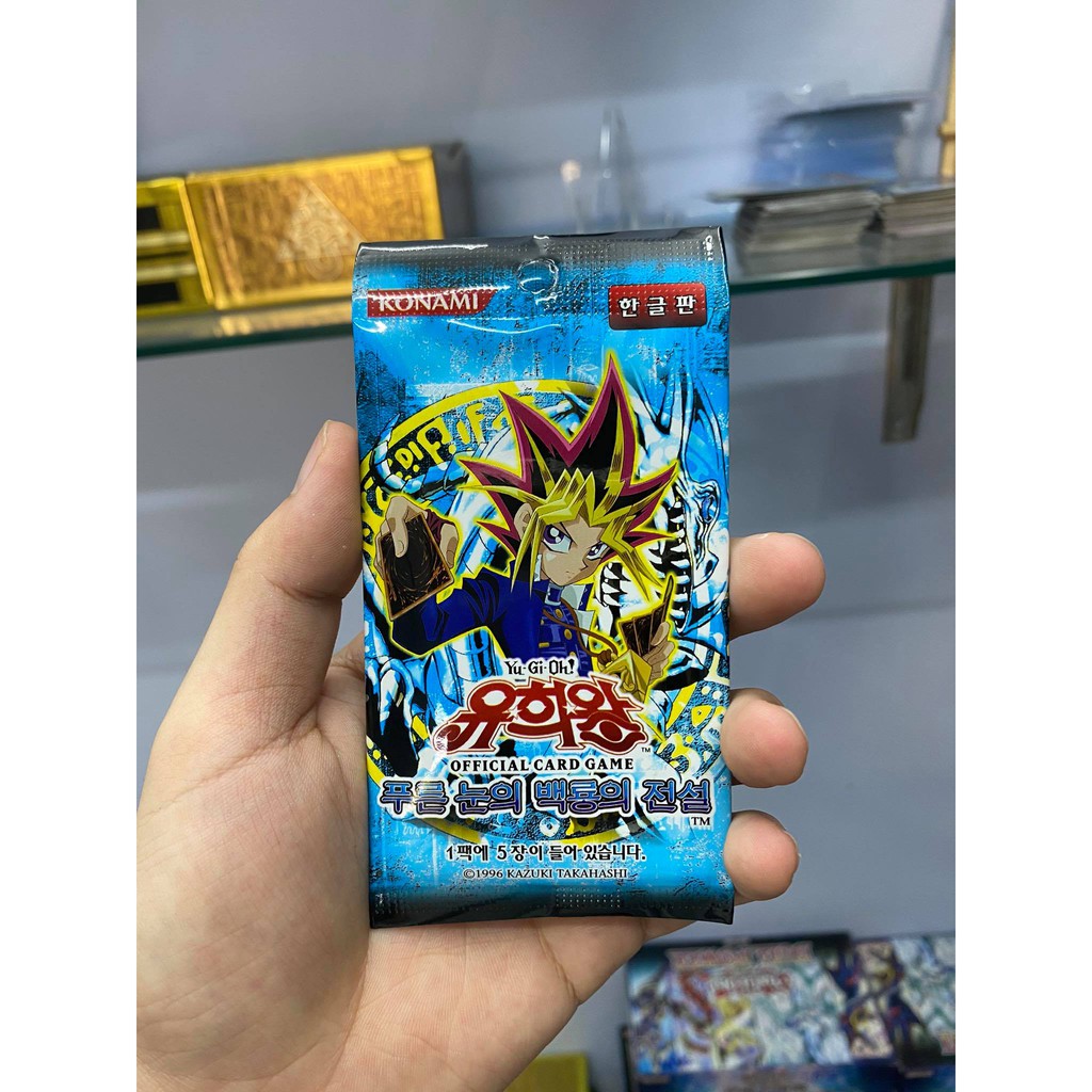 [ Dưa Hấu Yugioh ] Túi thẻ bài LOB Legend of Blue Eyes White Dragon Pack  - 1 Pack 5 lá bài - Sản xuất từ Hàn Quốc