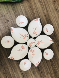 Bộ bát đĩa lá xoài