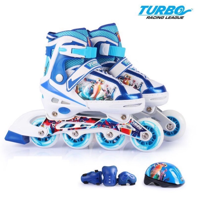 Trọn Bộ Giày Patin TURBO Tặng kèm bảo hộ, Bánh có Phát Sáng - 3 Màu Hồng, xanh , Đỏ